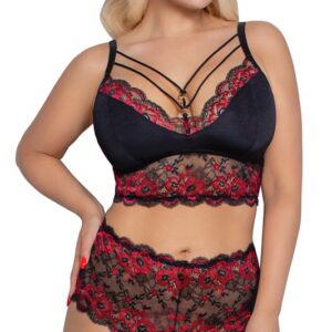 Cottelli CURVES - BH plus Slip mit edler 2-farbiger Spitze