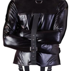 fetish collection - Zwangsjacke aus Lederimitat mit verstellbarem Riemen durch den Schritt