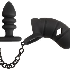 Black Velvets - Peniskäfig „Cock cage with butt plug“ mit Analplug