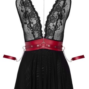 Cottelli BONDAGE - Babydoll mit Bondage-Gürtel und -Halsband