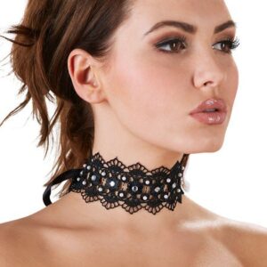 Cottelli Collection - Spitzenhalsband mit Strass