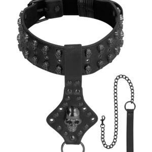 Ouch! - Ouch! Skulls and Bones Deluxe Skull Collar with Leash: Halsfessel mit Führlei...