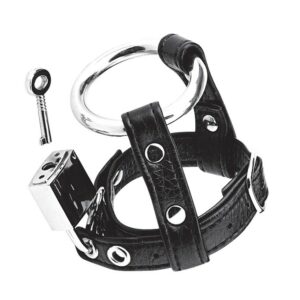 Stoys - Blue Line Duo Cock and Ball Lock: Metall-Penisring mit Leder-Hodenriemen