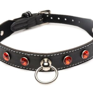 Strict - Diamant-Halsband mit O-Ring - Schwarz/Rot